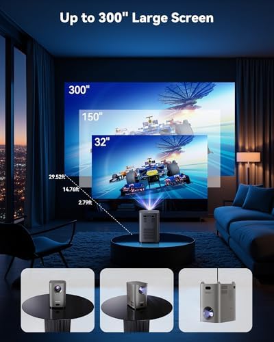 [One-Button Focus] Mini Projector with 5G WiFi and Bluetooth, 4K Outdoor Smart Projector with Carry Bag, Portable Movie Projector with Zoom, Home Theater Projector for Phone/TV Stick/PC (Gun gray) - Image 5