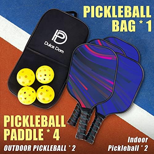 DULCE DOM Pickleball Paddles, USAPA Approved Fiberglass Pickleball Set of 2/4 with Pickleball Paddles, 4 Pickleball Balls and Pickleball Bag, Pickleball Rackets Gifts for Beginners & Pros - Image 7