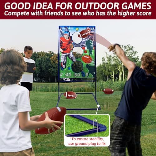 Football Toss Games with 4 Inflatable Footballs, Football Gifts for Boys 8-12, Football Games Outside Toys for Kids Ages 3+, Football Throwing Target Games Indoor Outdoor Backyard Sports Toys - Image 5