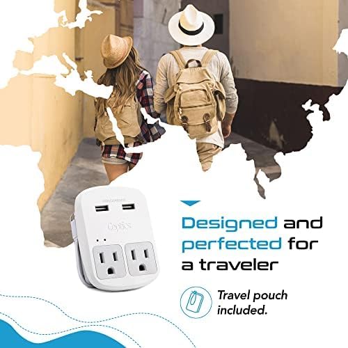 Ceptics Universal Travel Adapter Kit - 2 USB, USB-C Cord+2 US Outlets QC 3.0, Surge Protection, Plugs for Europe, UK, China, Australia, Japan - Perfect for Laptop, Cell Phones, Cameras,Safe ETL Tested - Image 9