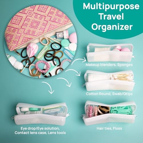 Cotton Round Swab Travel Case, 2 in 1 Portable Hair Accessories Organizer, Hair Tie Organizer, Hair Tie Holder, Bobby Pin Holder, Travel Qtips Case, Purse Organization, Floss Holder - Image 4