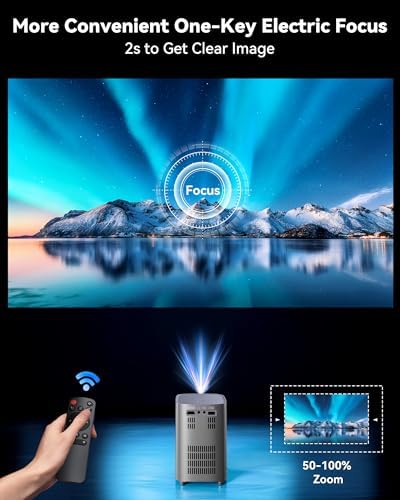 [One-Button Focus] Mini Projector with 5G WiFi and Bluetooth, 4K Outdoor Smart Projector with Carry Bag, Portable Movie Projector with Zoom, Home Theater Projector for Phone/TV Stick/PC (Gun gray) - Image 3